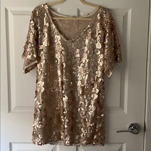 Free People gold sequined dress.